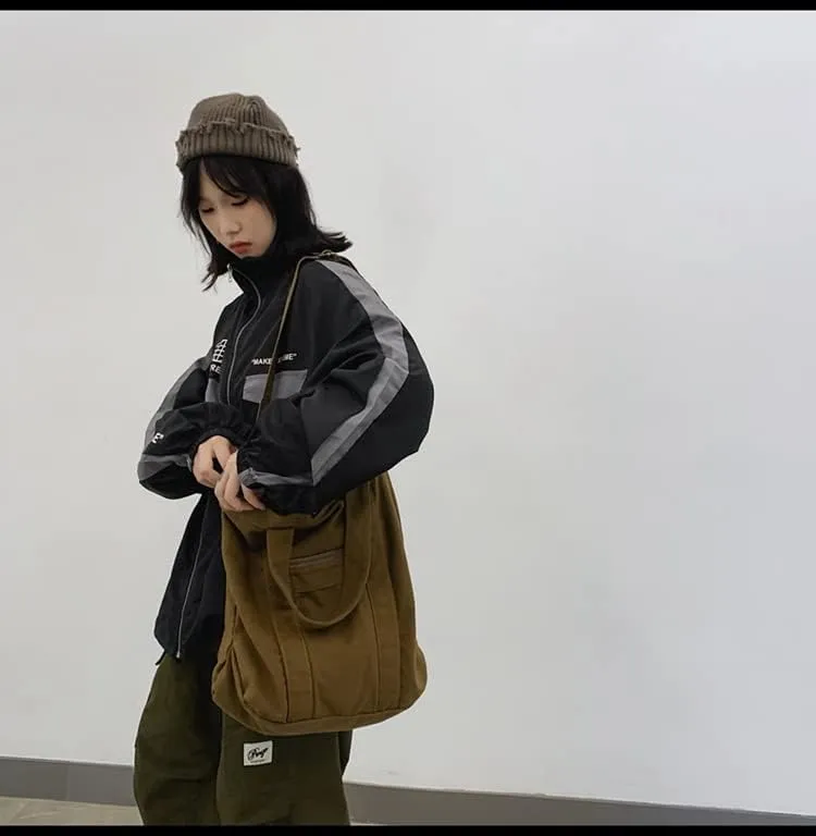 Y2k Grunge Gothic Tote Bag Aesthetic Japanese Harajuku Handbag Dark Hippie Punk Shoulder Bag Vintage Satchel Purse (Coffee,One size)