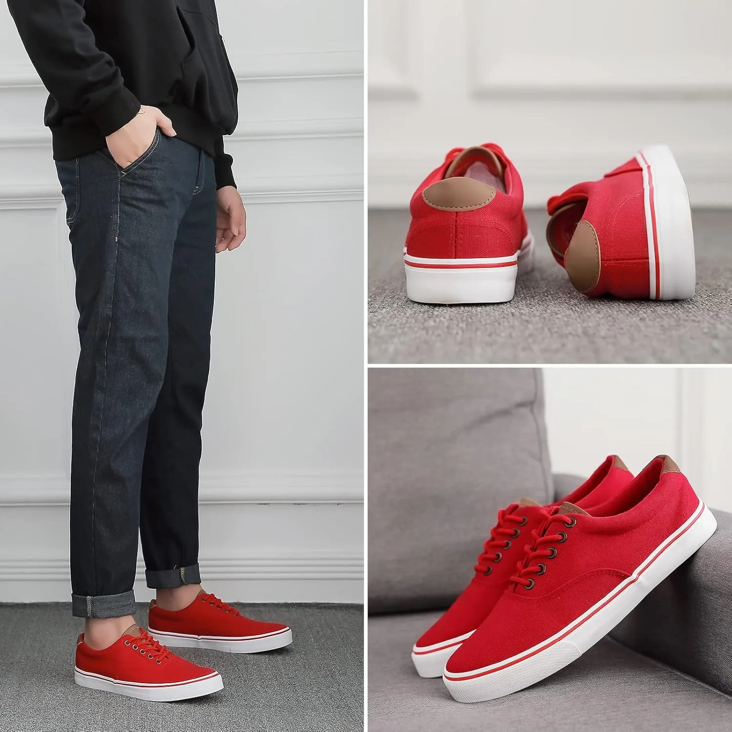 yageyan Men’s Low Top Canvas Walking Shoes Lace-up Fashion Sneakers Casual
