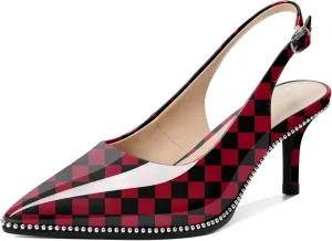 YODEKS Slingback Kitten Heels Women's Pointed Toe Low Heel Pumps 2.5 Inch Shoes Size 5-13