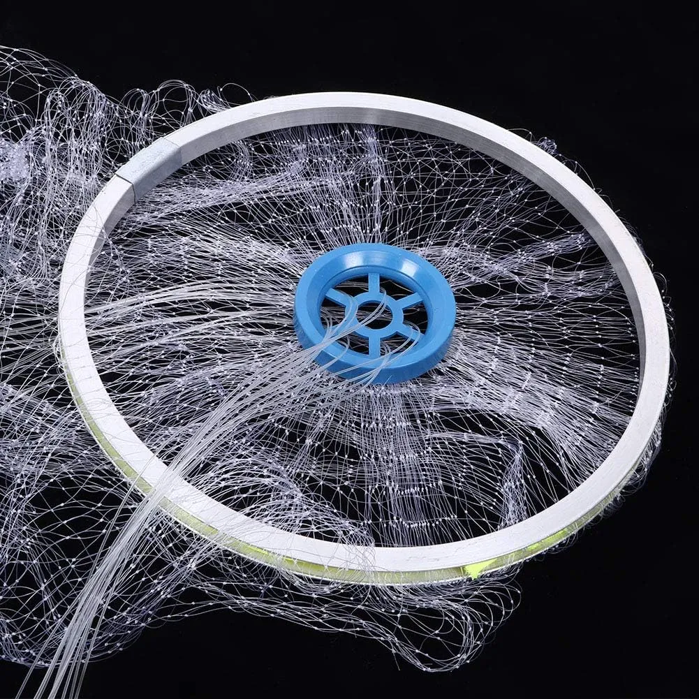 YOUTHINK Hand Throw Fish Net, Lightweight Fishing Catcher Fishing Accessory with Strong Rope for Rivers, Shallow seas, Oceans and Lakes
