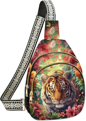 Yrebyou Small Sling Bag for Women Leather Sling Crossbody Bags Travel Chest Daypack Adjustable for Casual Outdoor