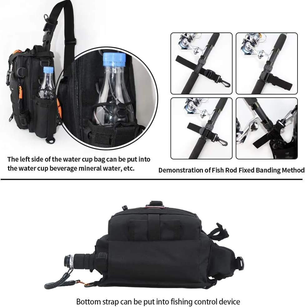 YVLEEN Fishing Tackle Backpack Storage Bag，Water-Resistant Fishing Backpack with Rod Holder，Fishing Gear Bag Gift for Men