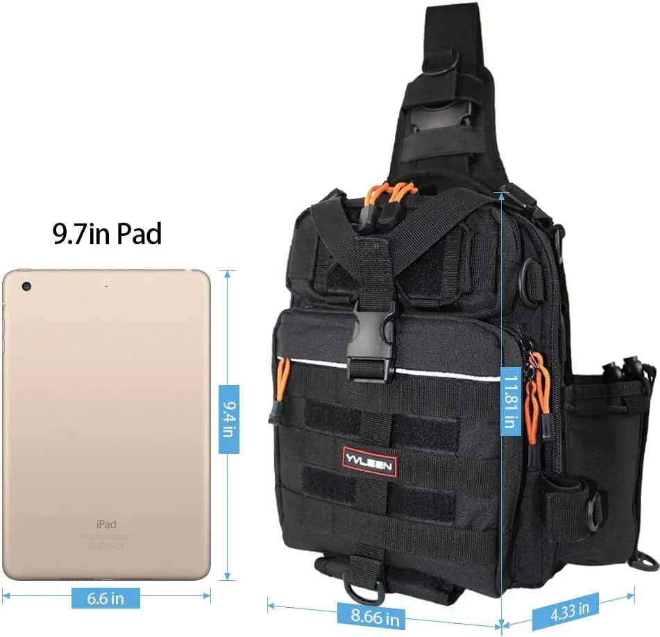 YVLEEN Fishing Tackle Backpack Storage Bag，Water-Resistant Fishing Backpack with Rod Holder，Fishing Gear Bag Gift for Men