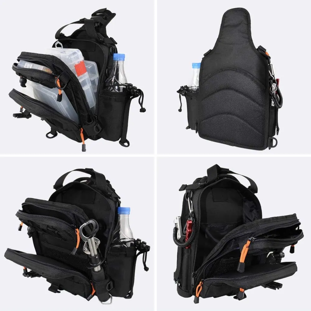 YVLEEN Fishing Tackle Backpack Storage Bag，Water-Resistant Fishing Backpack with Rod Holder，Fishing Gear Bag Gift for Men