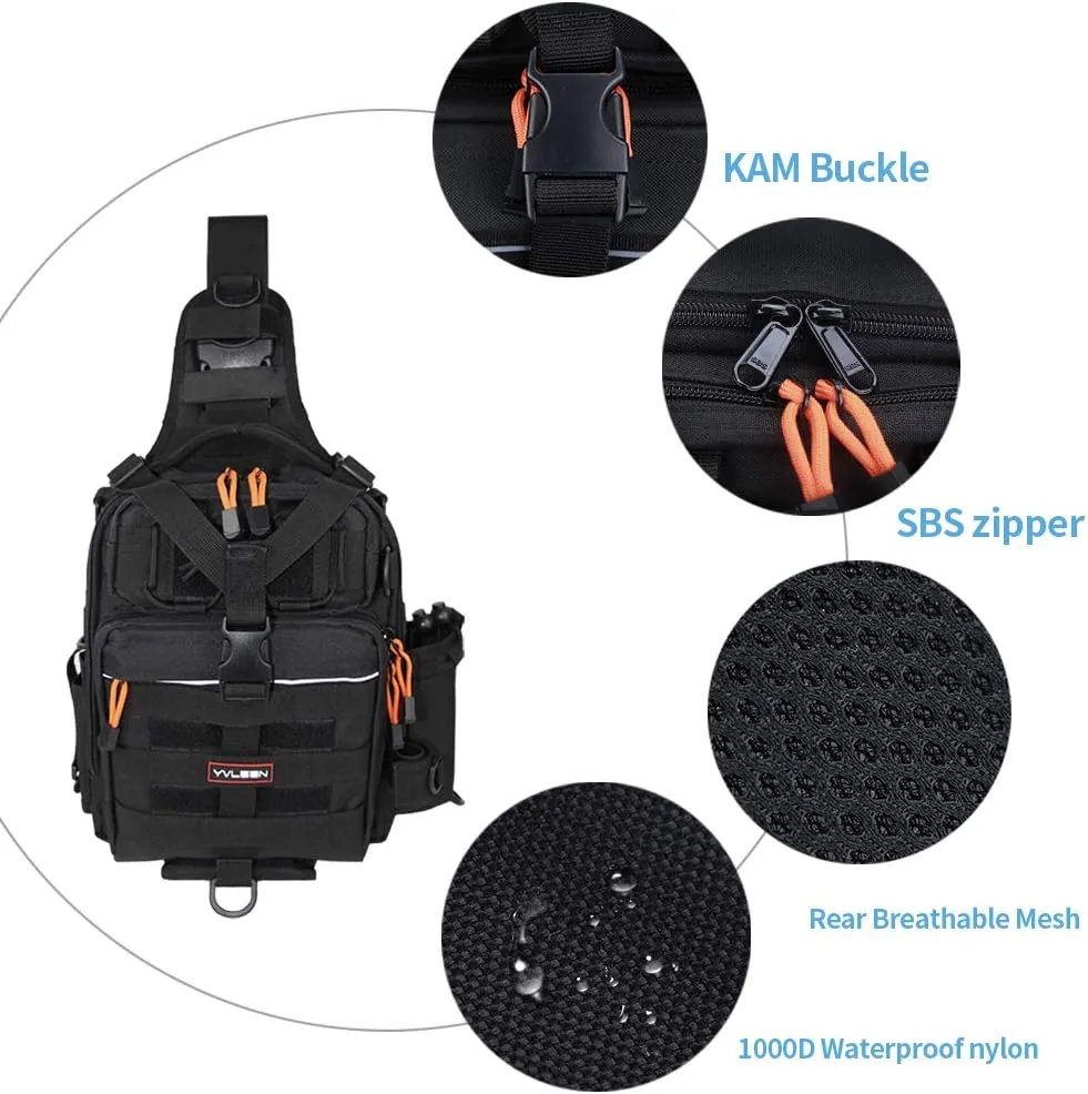 YVLEEN Fishing Tackle Backpack Storage Bag，Water-Resistant Fishing Backpack with Rod Holder，Fishing Gear Bag Gift for Men