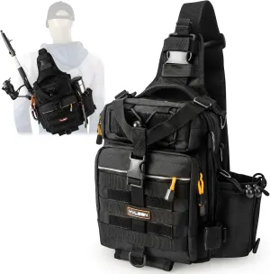 YVLEEN Fishing Tackle Backpack Storage Bag，Water-Resistant Fishing Backpack with Rod Holder，Fishing Gear Bag Gift for Men