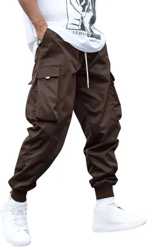 ZAFUL Men's Streetwear Cargo Pants with Flap Pockets & Drawstring Elastic Waist - Casual & Techwear Joggers
