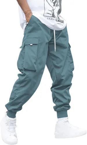 ZAFUL Men's Streetwear Cargo Pants with Flap Pockets & Drawstring Elastic Waist - Casual & Techwear Joggers