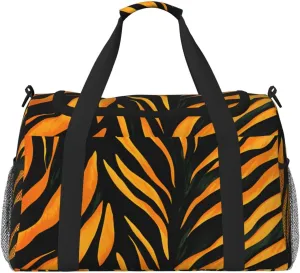 Zebra Gold Texture Travel Duffel Bag Tote Bag Sports Gym Bag For Women And Men