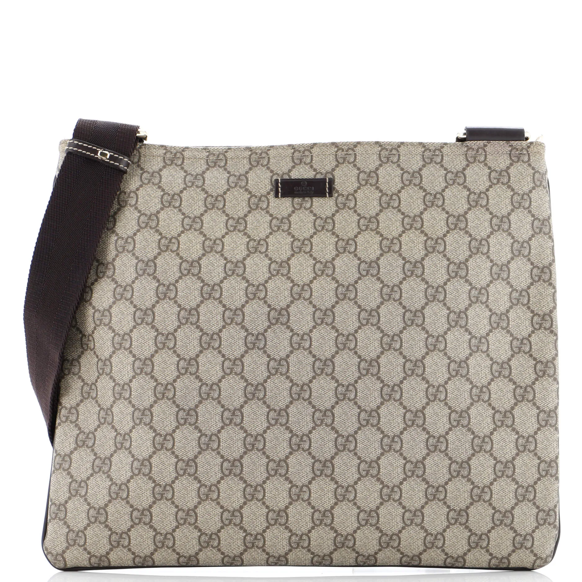 Zip Top Messenger Bag GG Coated Canvas Large