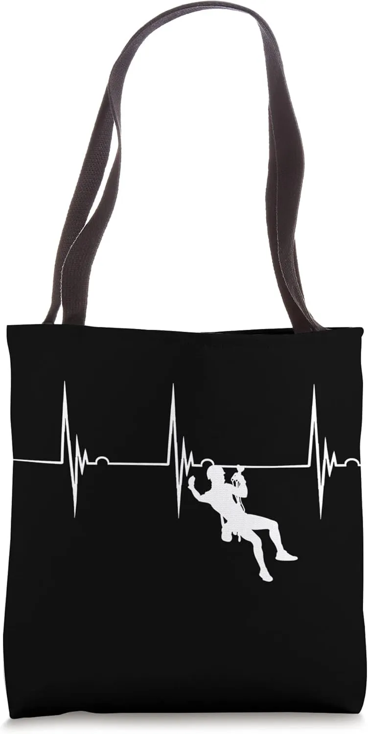 ZipLine Heartbeat EKG Pulse Zipliner Zip Lining Cable Lines Tote Bag
