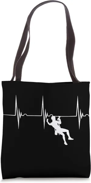 ZipLine Heartbeat EKG Pulse Zipliner Zip Lining Cable Lines Tote Bag