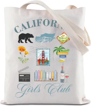 ZJXHPO California Trip Tote Bag West Coast Reusable Grocery Shopping Bag California Lover Shoulder Bag California Travel Gift