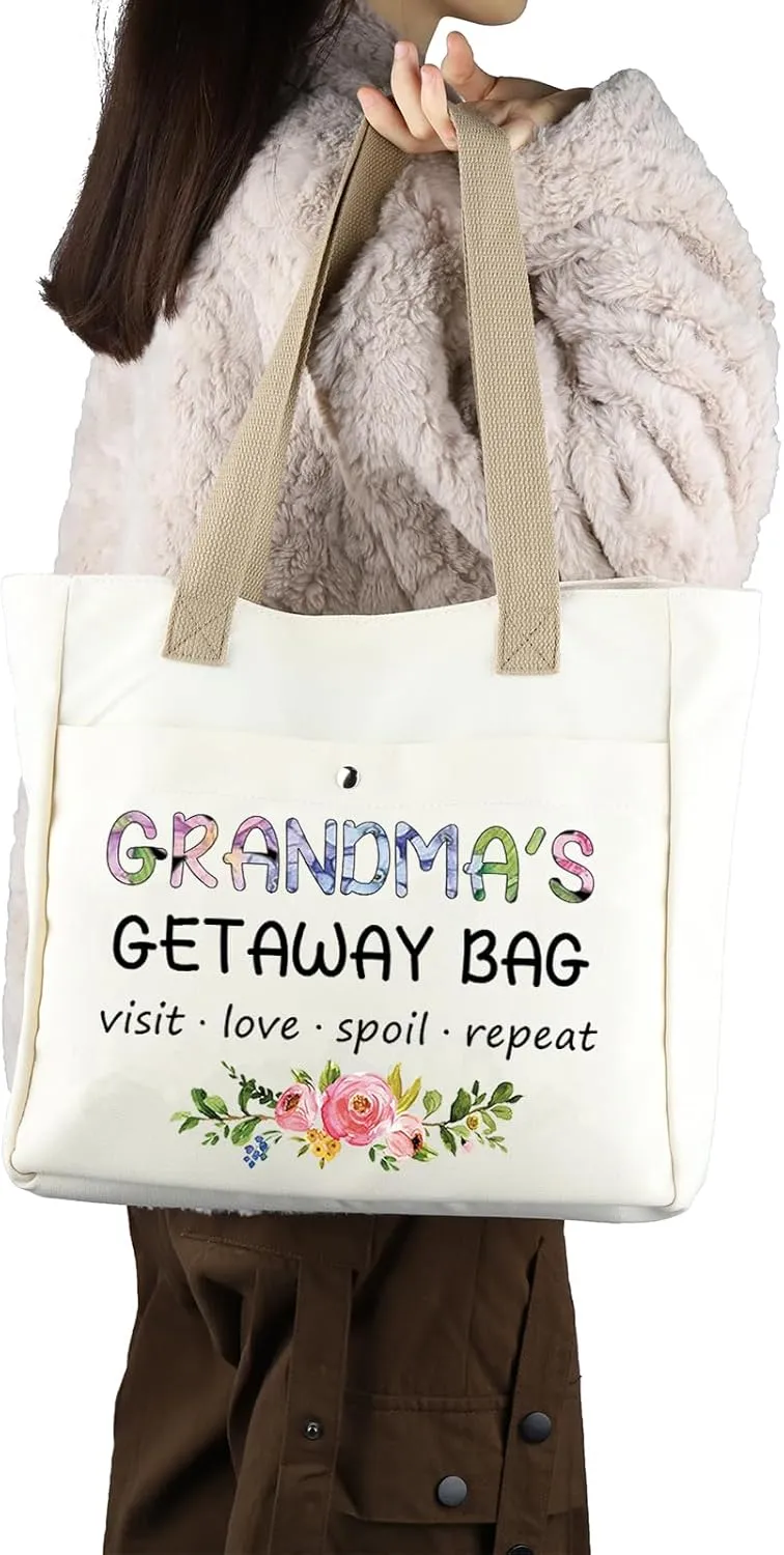 ZJXHPO Mothers Day Gift For Nana Grammy Mimi Gigi Mamaw Nonnie Yaya Gaga Mema Grandma Tote Bag Grandmother Appreciation Gift