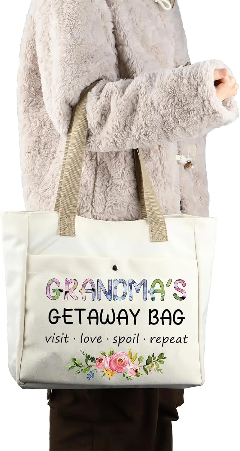 ZJXHPO Mothers Day Gift For Nana Grammy Mimi Gigi Mamaw Nonnie Yaya Gaga Mema Grandma Tote Bag Grandmother Appreciation Gift