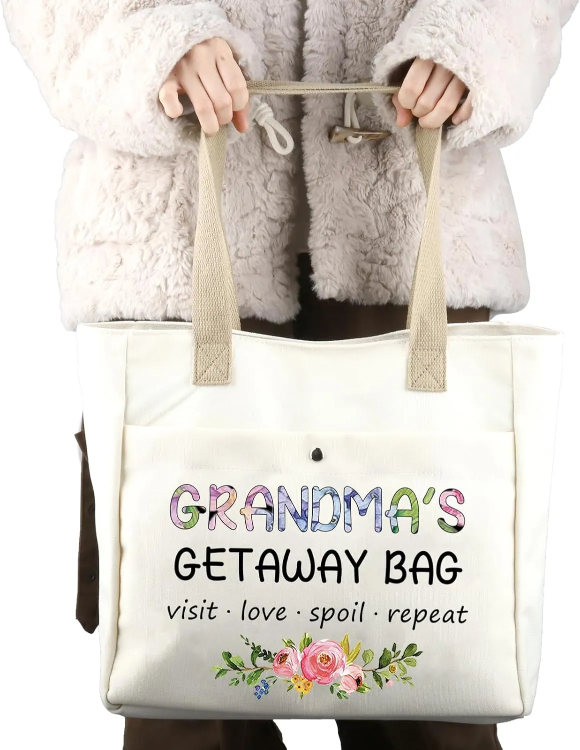 ZJXHPO Mothers Day Gift For Nana Grammy Mimi Gigi Mamaw Nonnie Yaya Gaga Mema Grandma Tote Bag Grandmother Appreciation Gift