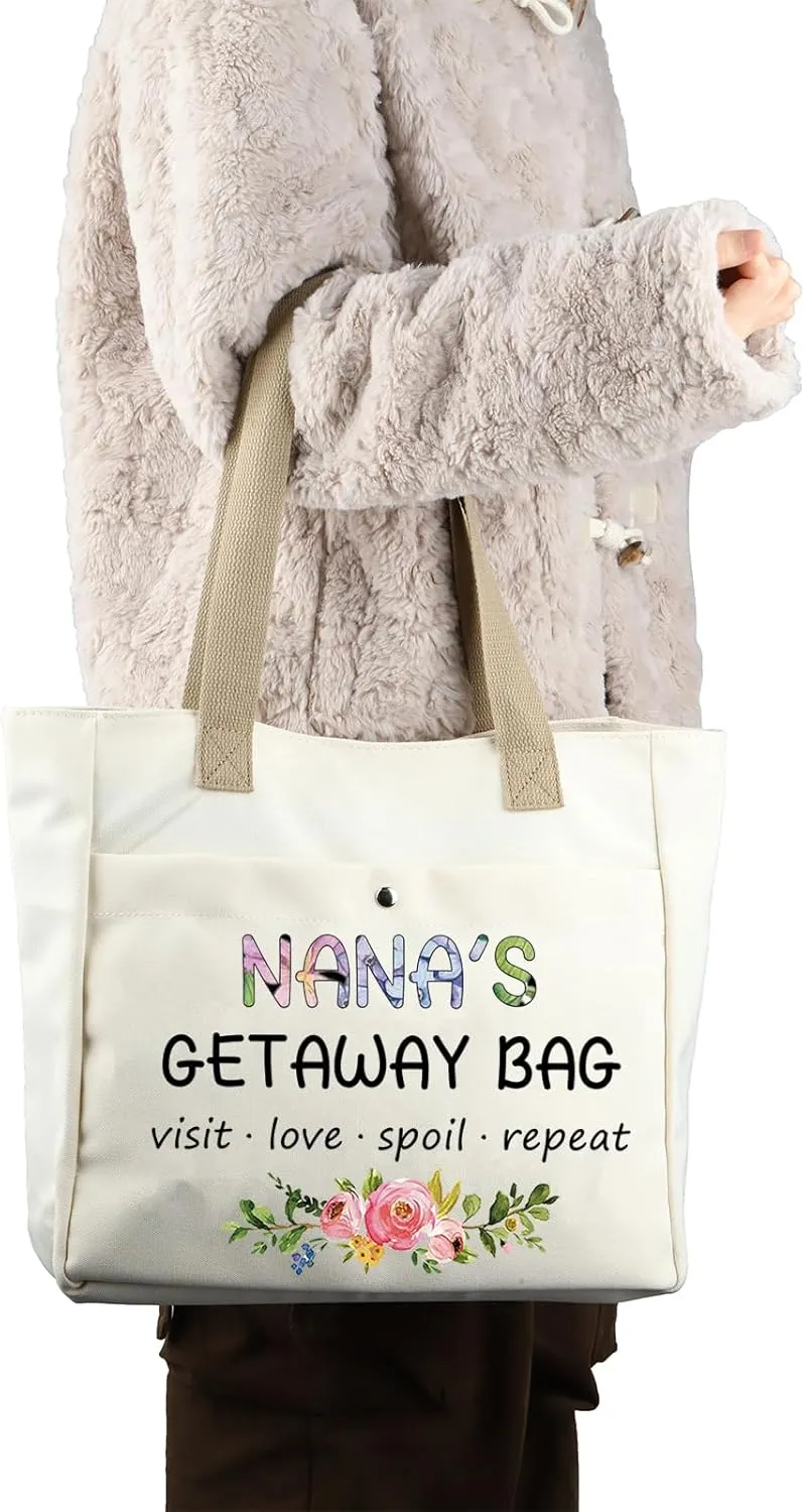 ZJXHPO Mothers Day Gift For Nana Grammy Mimi Gigi Mamaw Nonnie Yaya Gaga Mema Grandma Tote Bag Grandmother Appreciation Gift