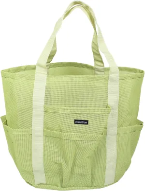 Zoie   Chloe Beach Mesh Tote Bag - 8 Pockets, Zipper, Key Hook & Carabiner