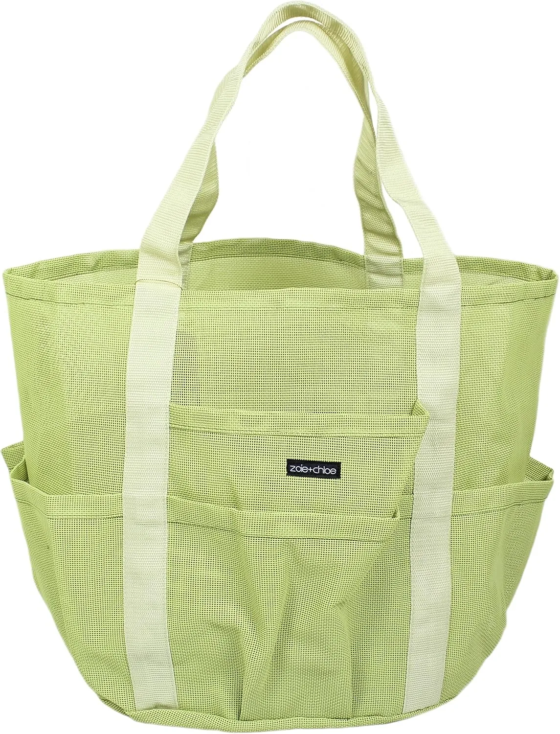 Zoie   Chloe Beach Mesh Tote Bag - 8 Pockets, Zipper, Key Hook & Carabiner