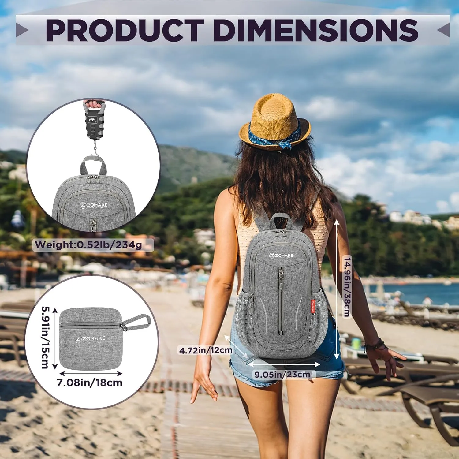 ZOMAKE 10L Small Packable Hiking Backpack - Lightweight Hiking Daypack - Tear Resistant Foldable Day Pack for Women Men
