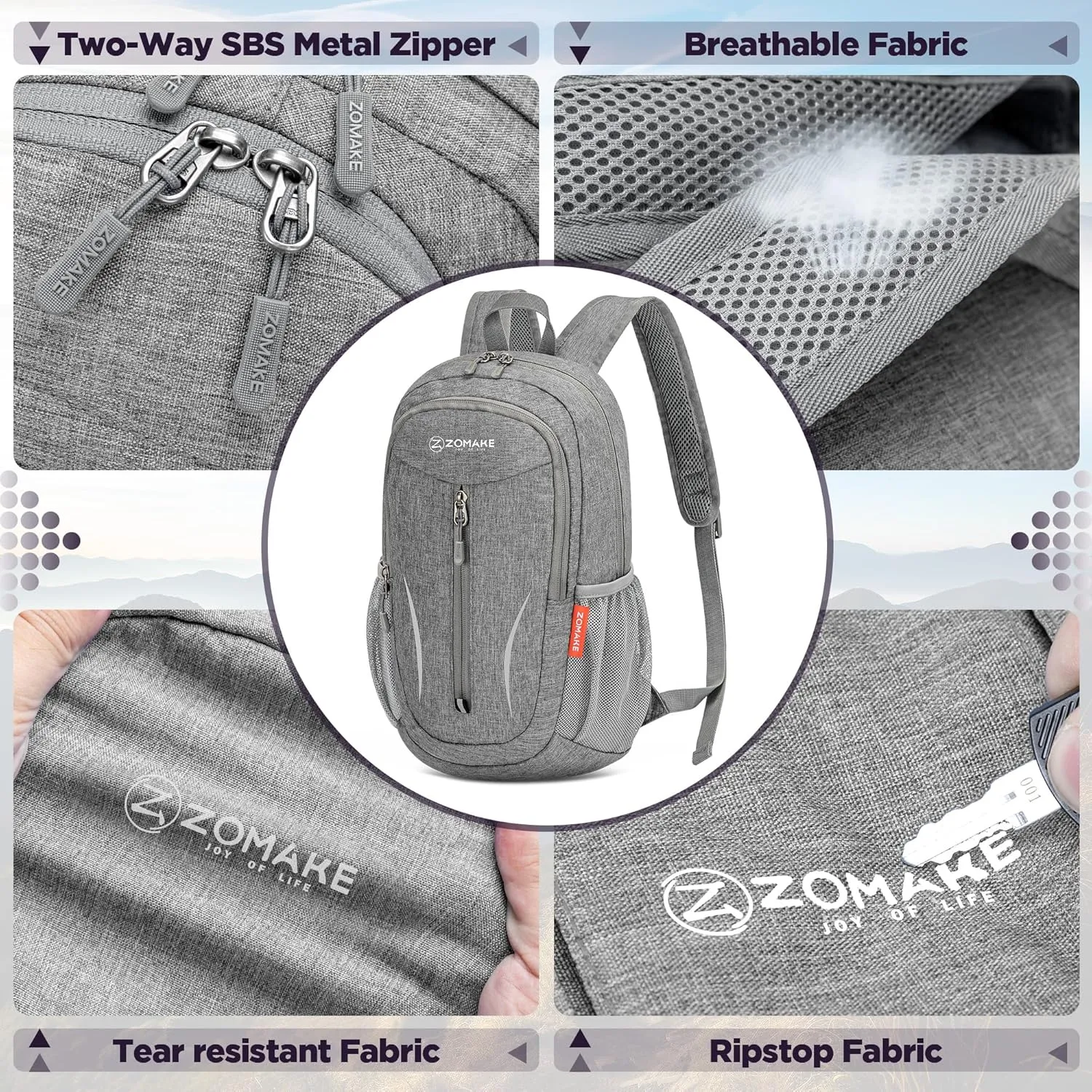 ZOMAKE 10L Small Packable Hiking Backpack - Lightweight Hiking Daypack - Tear Resistant Foldable Day Pack for Women Men