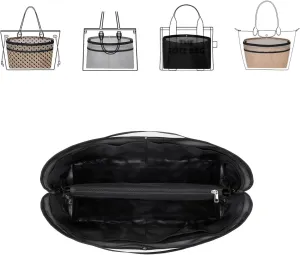ZTUJO Purse Organizer Insert For Handbags,Mesh Bag Organizer Insert With Zipper Bag Tote Shaper Fit Speedy Neverful PM MM le Pliage,Light Weight (Black, Medium)